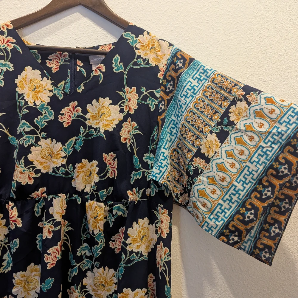 Chico's Floral Maxi Dress with Kimono Sleeves - Picture 4 of 5
